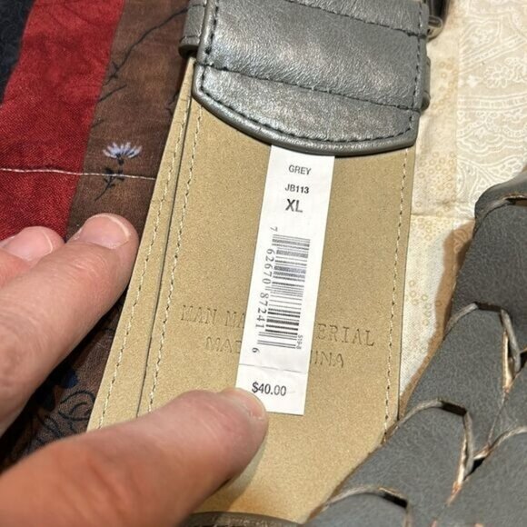 Grey Braided XL Belt With Adjustable Buckle - Picture 5 of 7